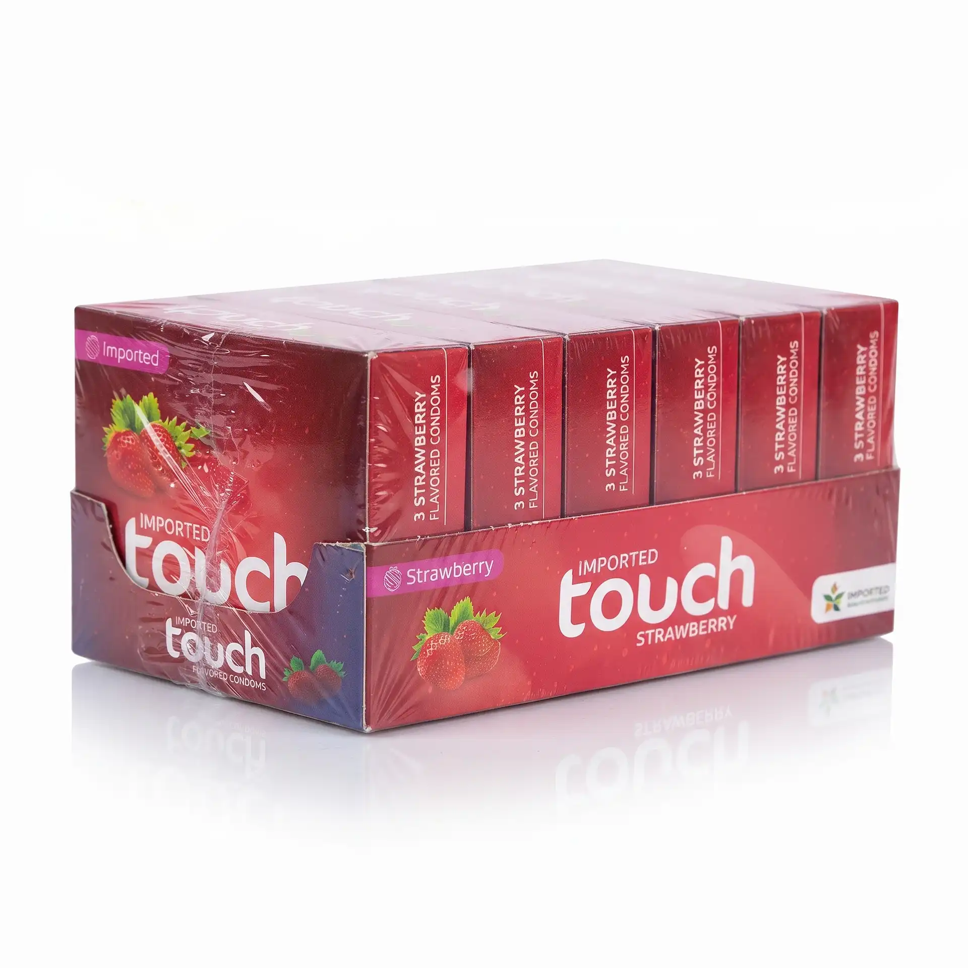 Touch Strawberry Flavored Condoms Box Pack of 6x3