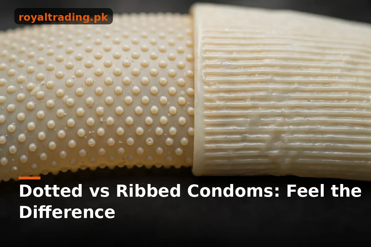 Close-up of dotted and ribbed condom textures