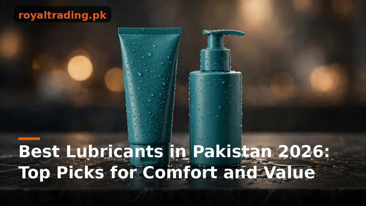 Teal personal lubricant tube and pump bottle with water droplets, best lubricants in Pakistan 2026